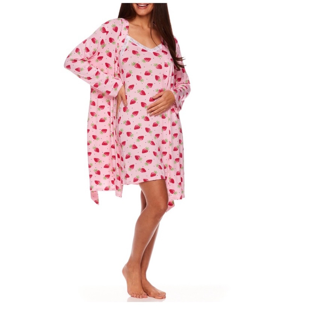 Maternity 2nPiece Nursing Chemise & Robe PajamaSet - Picture 2 of 7